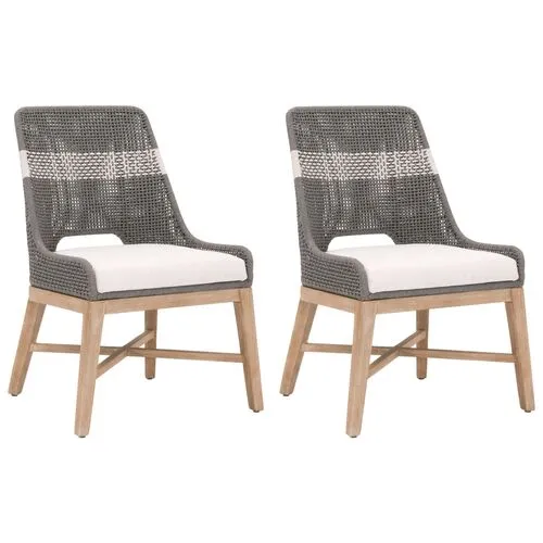 Set of 2 Arras Woven Side Chairs - Dove/White - Gray