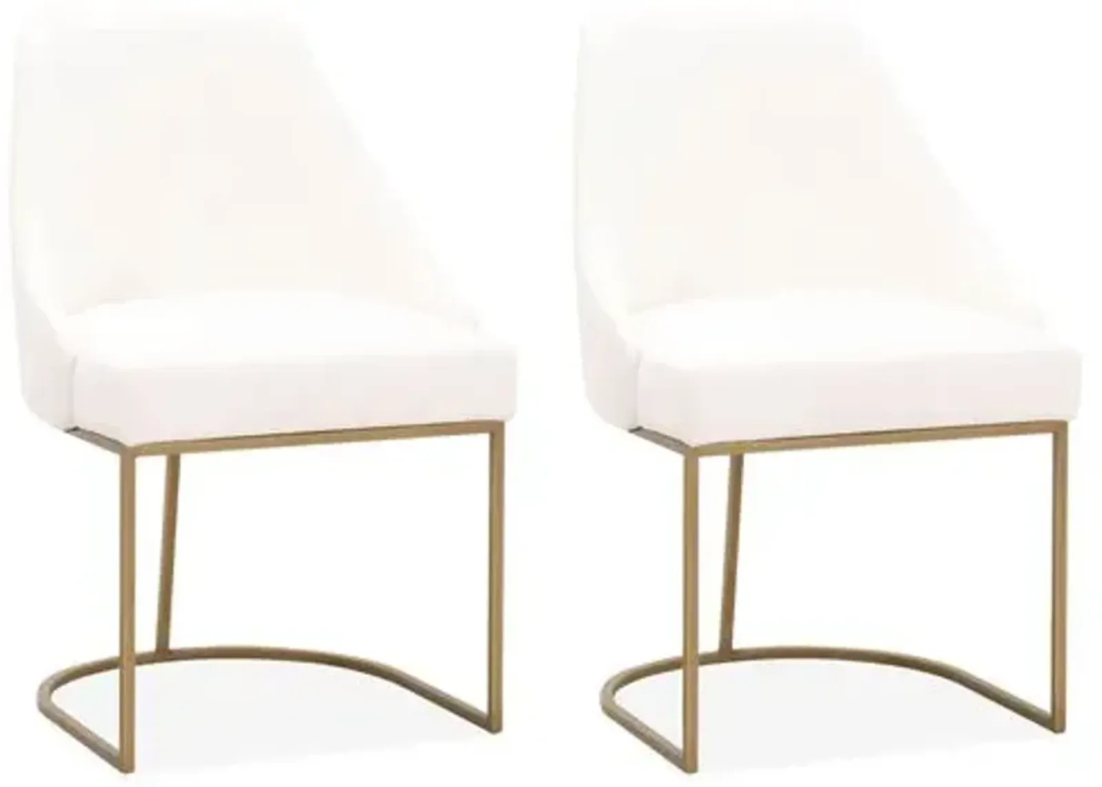 Set of 2 Lola Side Chairs - Gold/Pearl Velvet - Ivory