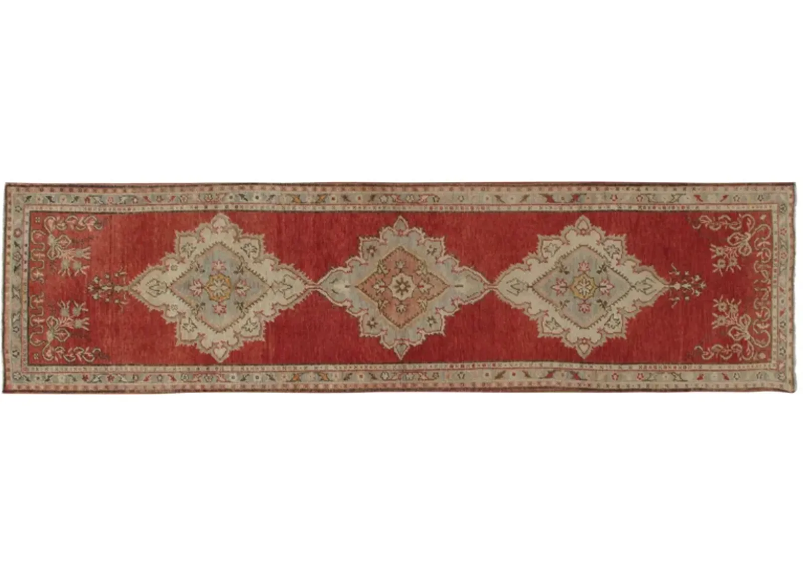 Turkish Oushak Rug Runner - 2'9 x 10'9 - Red - Red