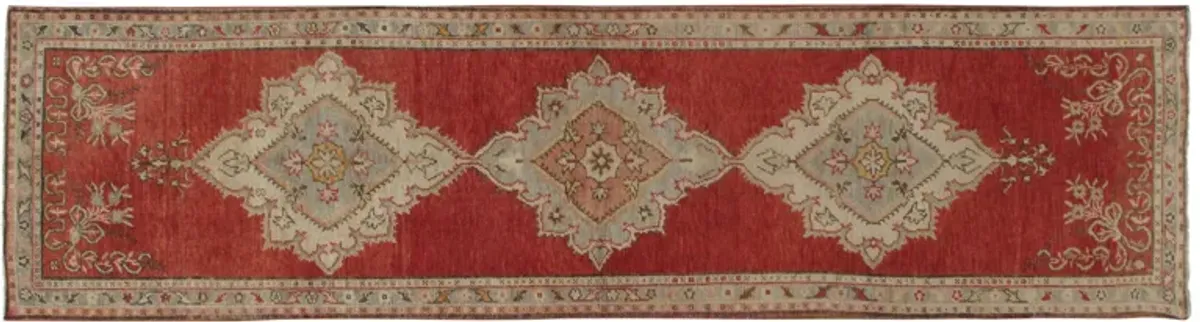 Turkish Oushak Rug Runner - 2'9 x 10'9 - Red - Red