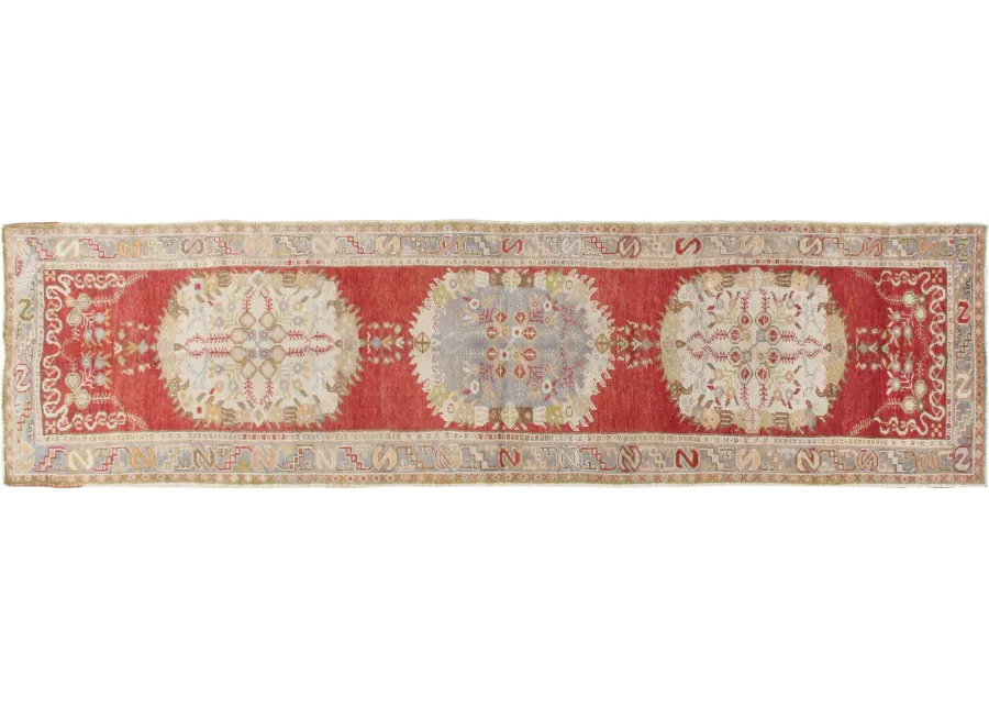 Turkish Oushak Runner - 2'11" x 11' - Red