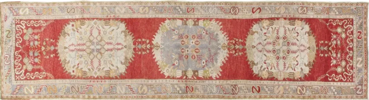 Turkish Oushak Runner - 2'11" x 11' - Red