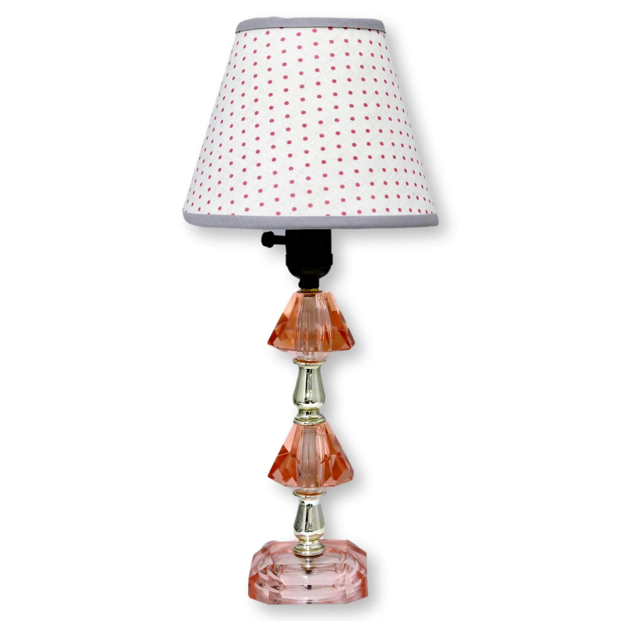 Midcentury Boudoir Lamp with Custom Shade - Rose Victoria - Pink