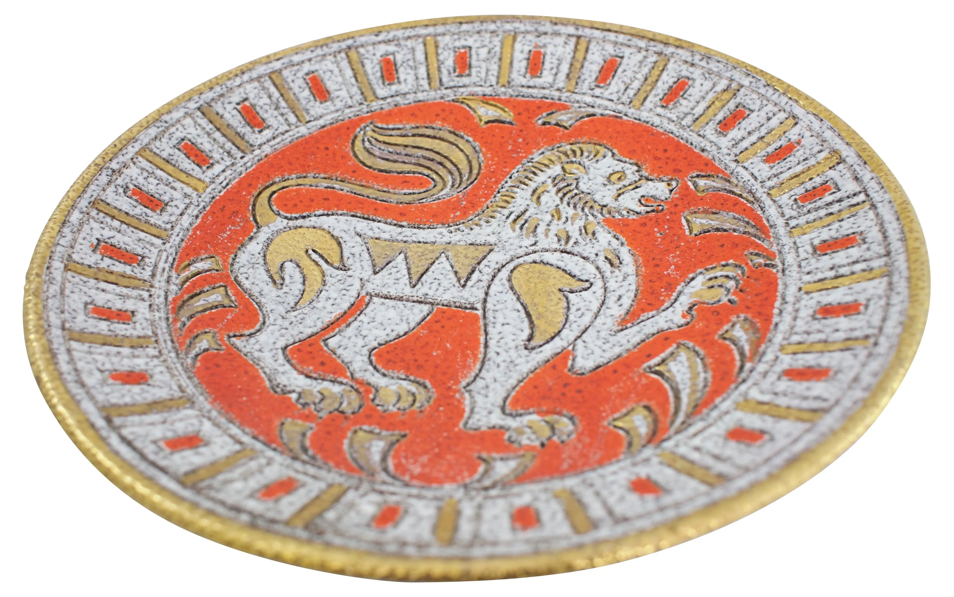 Italian Sgraffito Lion Bowl - G3Q Designs - white