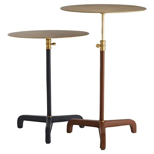 Addison Side Table - Cognac Leather - Gold