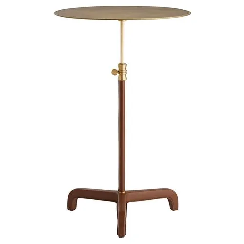 Addison Side Table - Cognac Leather - Gold