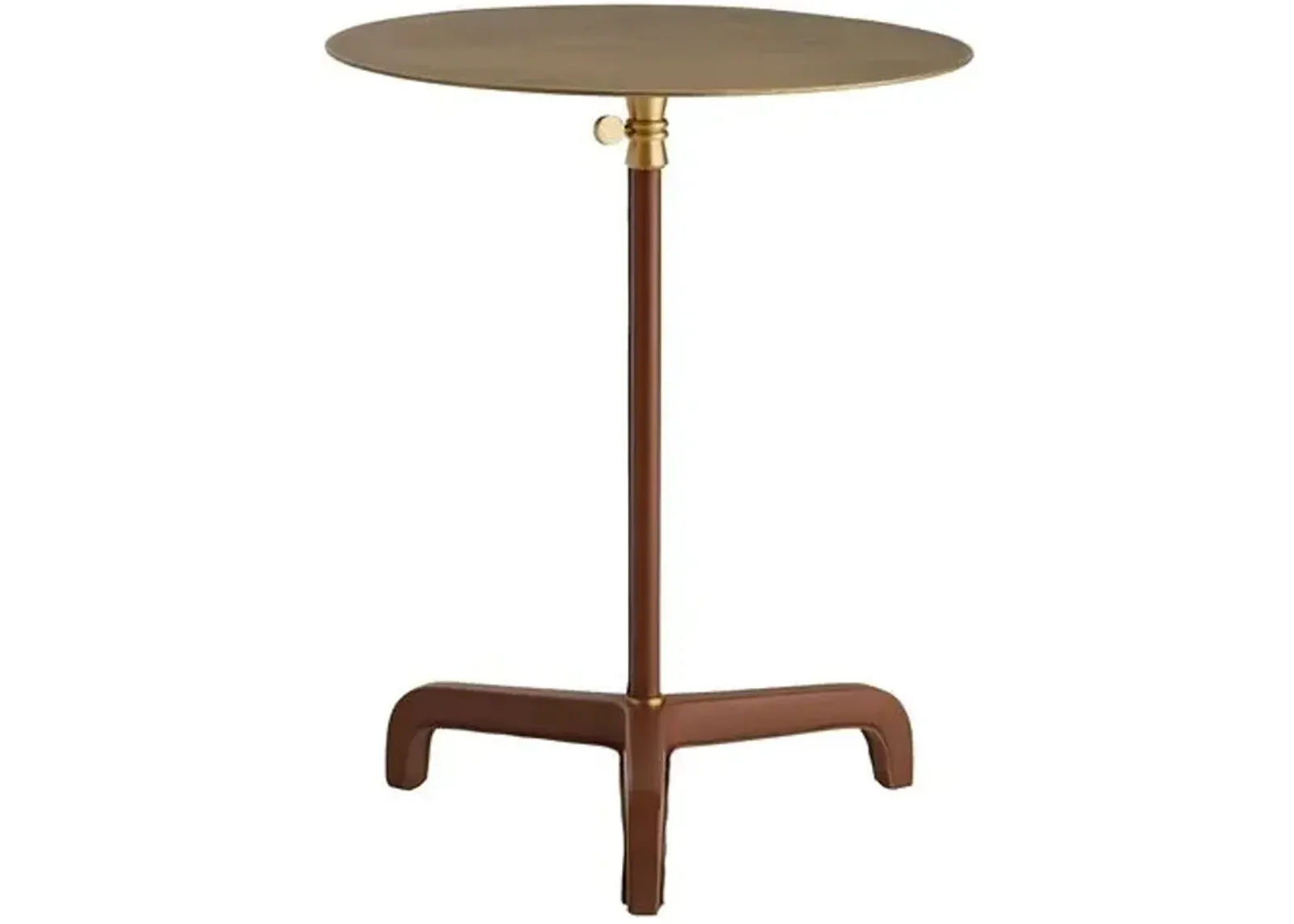 Addison Side Table - Cognac Leather - Gold