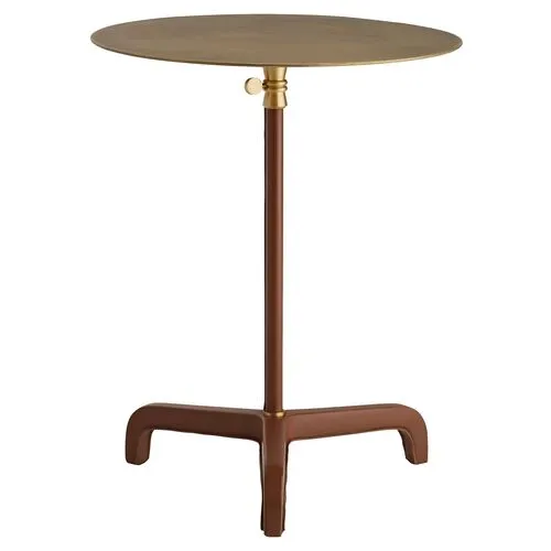 Addison Side Table - Cognac Leather - Gold