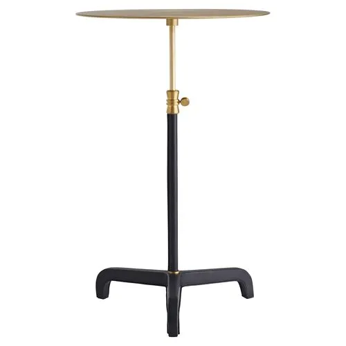 Addison Side Table - Navy Leather - Gold