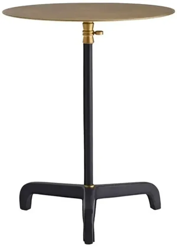 Addison Side Table - Navy Leather - Gold