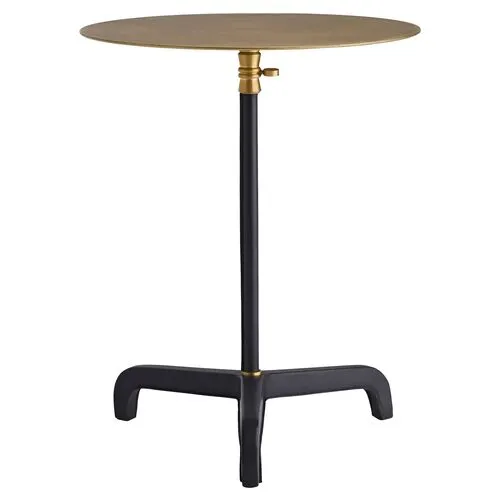 Addison Side Table - Navy Leather - Gold