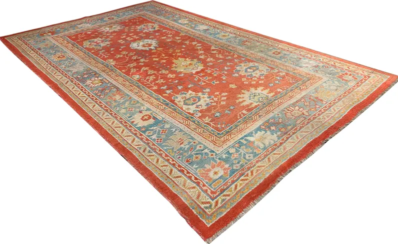 Turkish Oushak Rug - 6'8 x 10'7 - orange - orange