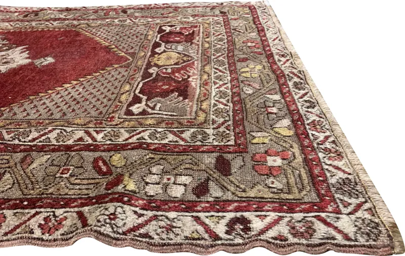 Turkish Oushak Rug - 3' x 5'8 - Red - Red