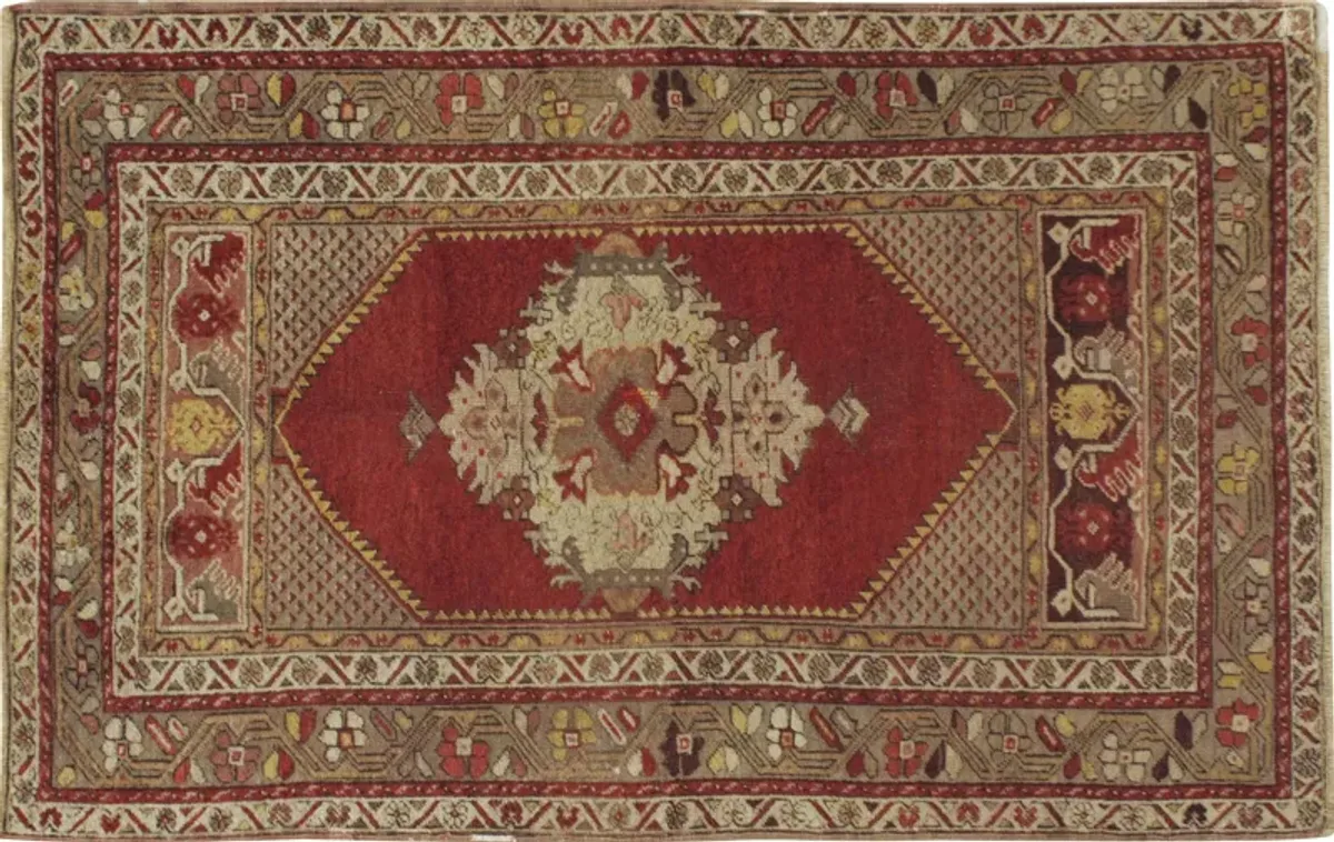 Turkish Oushak Rug - 3' x 5'8 - Red - Red