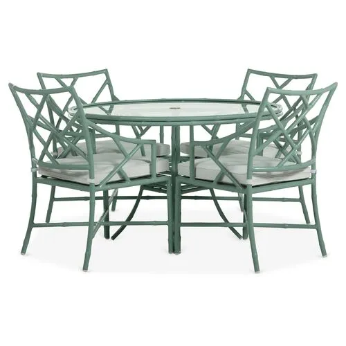 Kit 5-Pc Outdoor Dining Set - Celadon/White