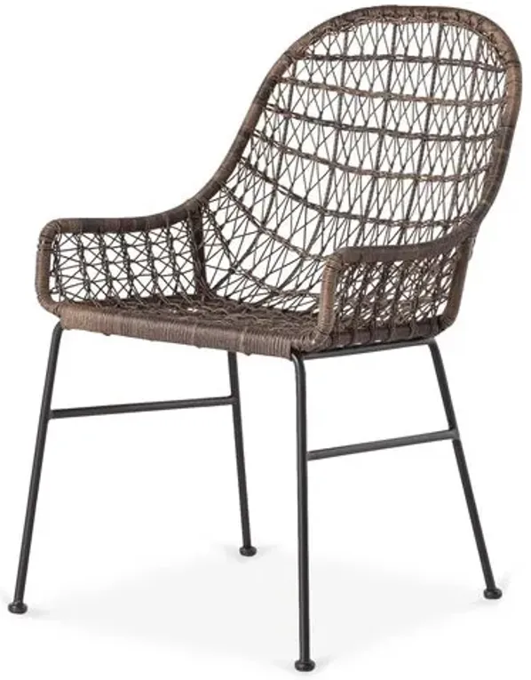 Dylan Low-Arm Outdoor Dining Chair - Dark Brown