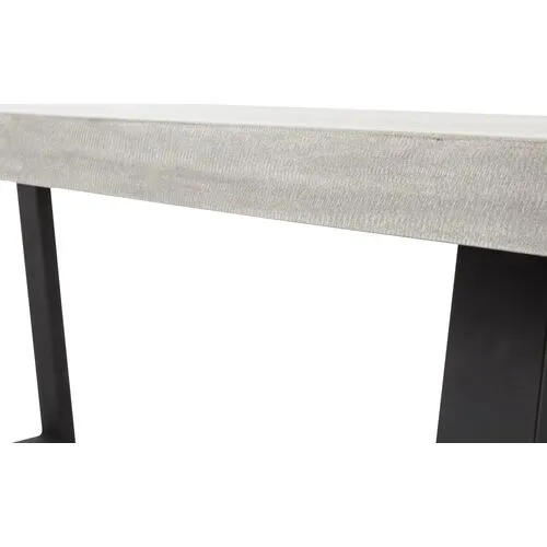 Caleb 79" Outdoor Stone Dining Table - Gray