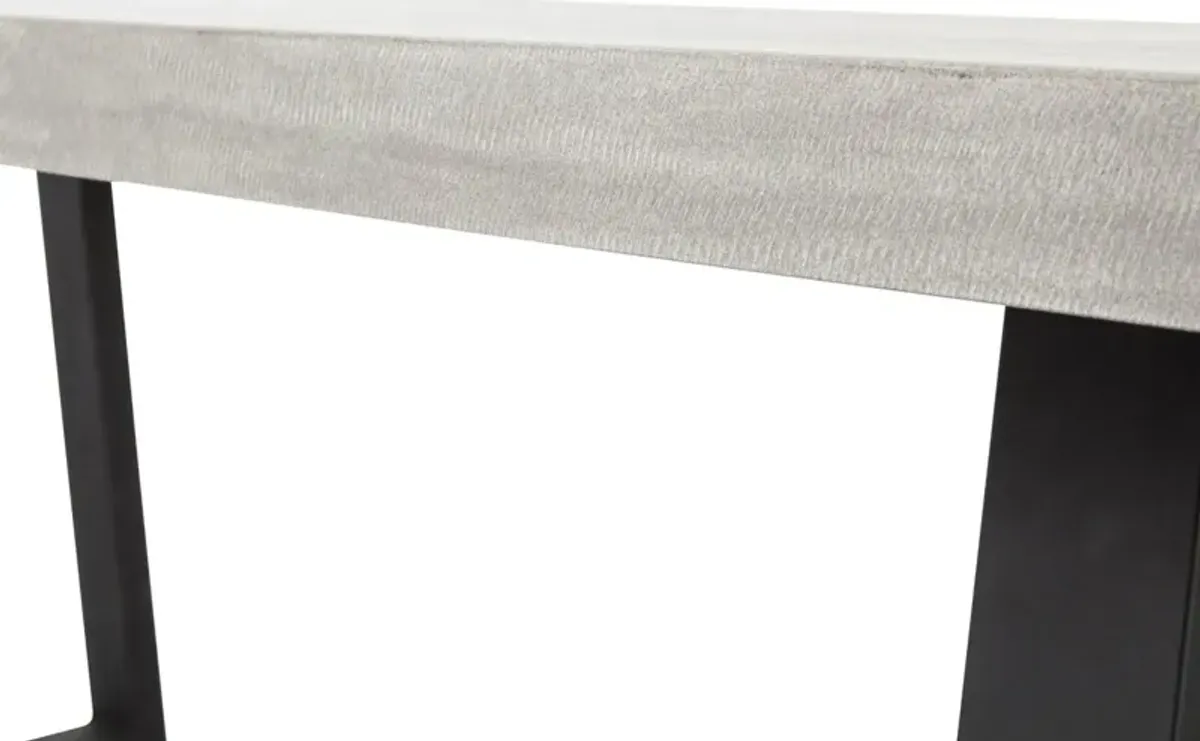 Caleb 79" Outdoor Stone Dining Table, Gray