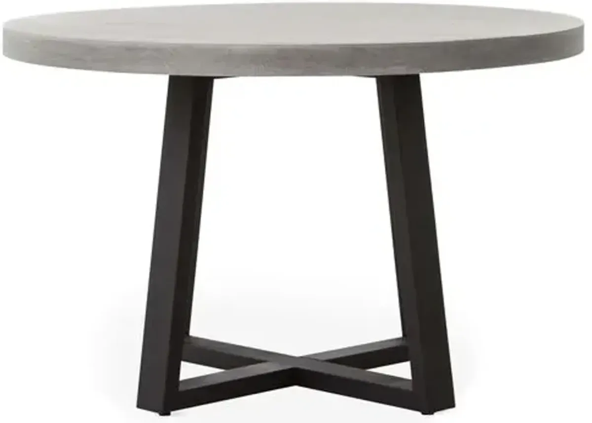 Caleb 48" Round Outdoor Stone Dining Table - Gray