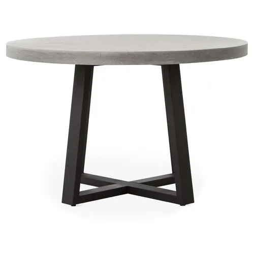 Caleb 48" Round Outdoor Stone Dining Table - Gray