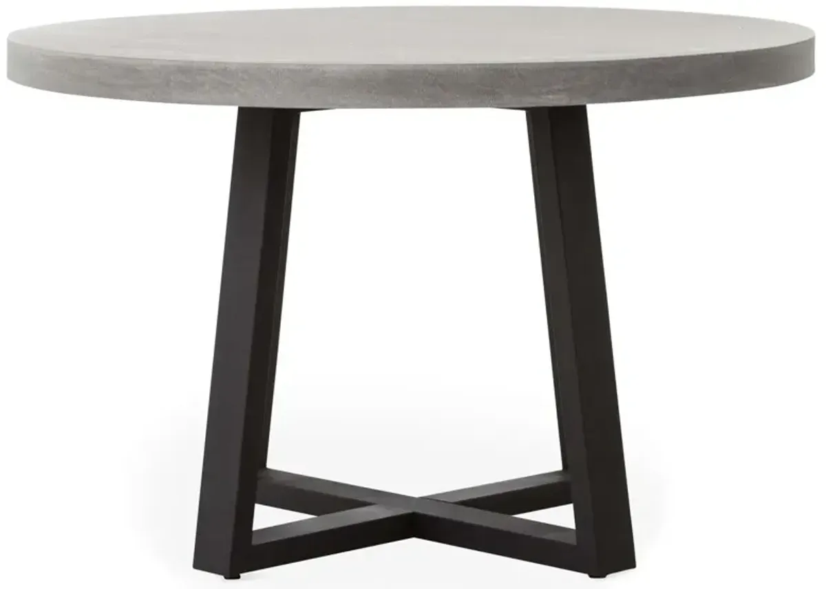 Caleb 48" Round Outdoor Stone Dining Table, Gray