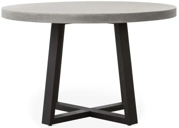 Caleb 48" Round Outdoor Stone Dining Table, Gray