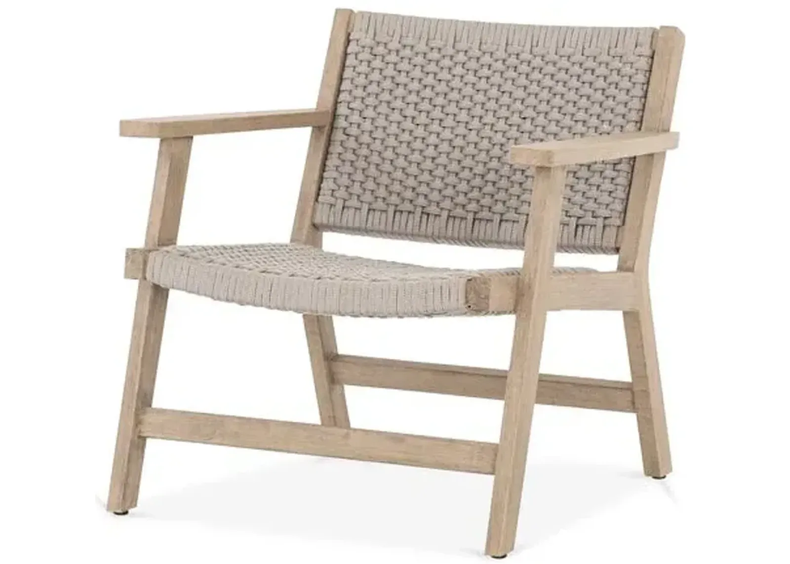 Asher Outdoor Rope Accent Chair - Brown/Natural Teak - Beige, Comfortable, Durable