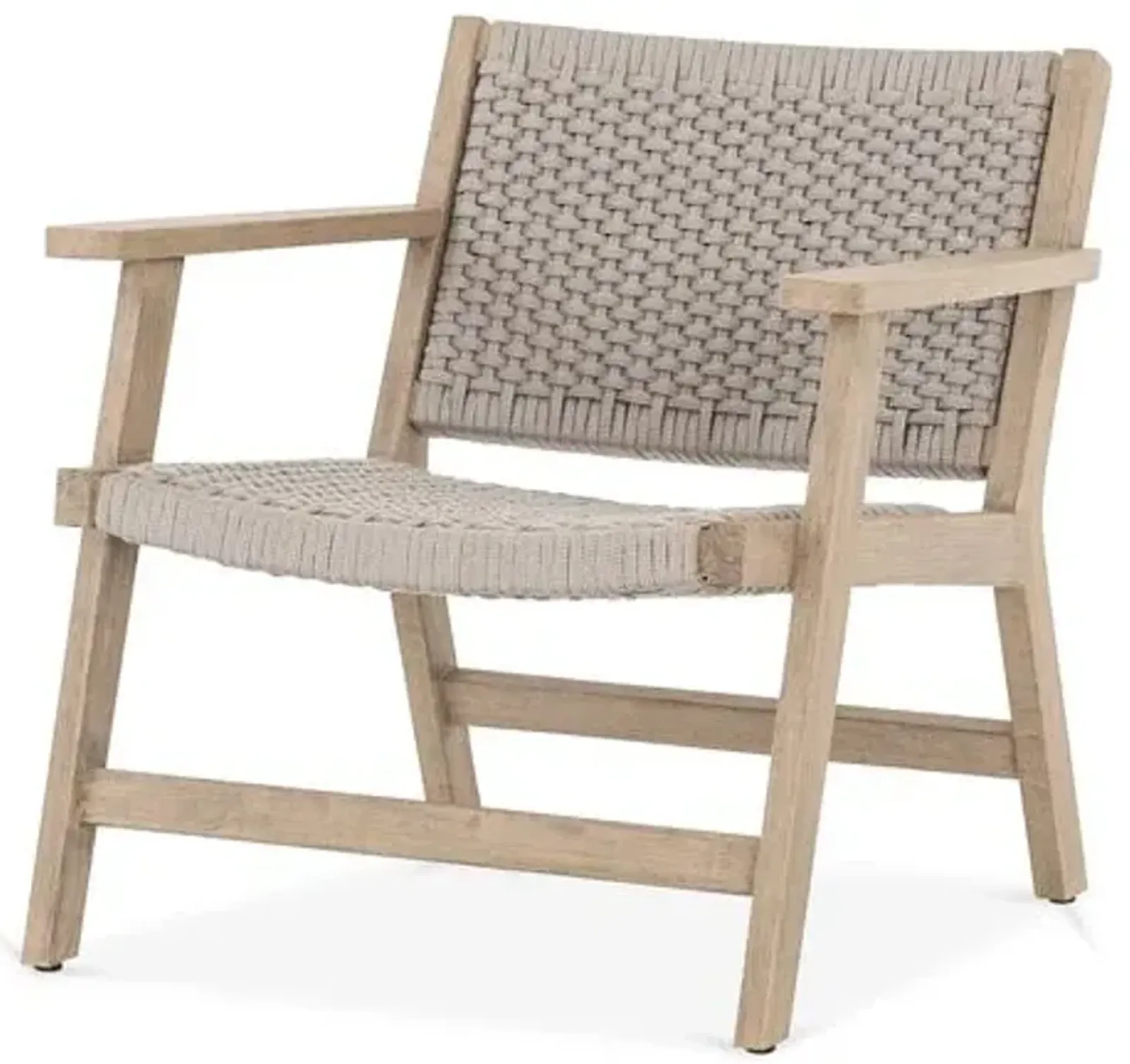 Asher Outdoor Rope Accent Chair - Brown/Natural Teak - Beige, Comfortable, Durable