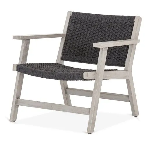 Asher Outdoor Rope Accent Chair - Gray/Oyster Teak, Comfortable, Durable