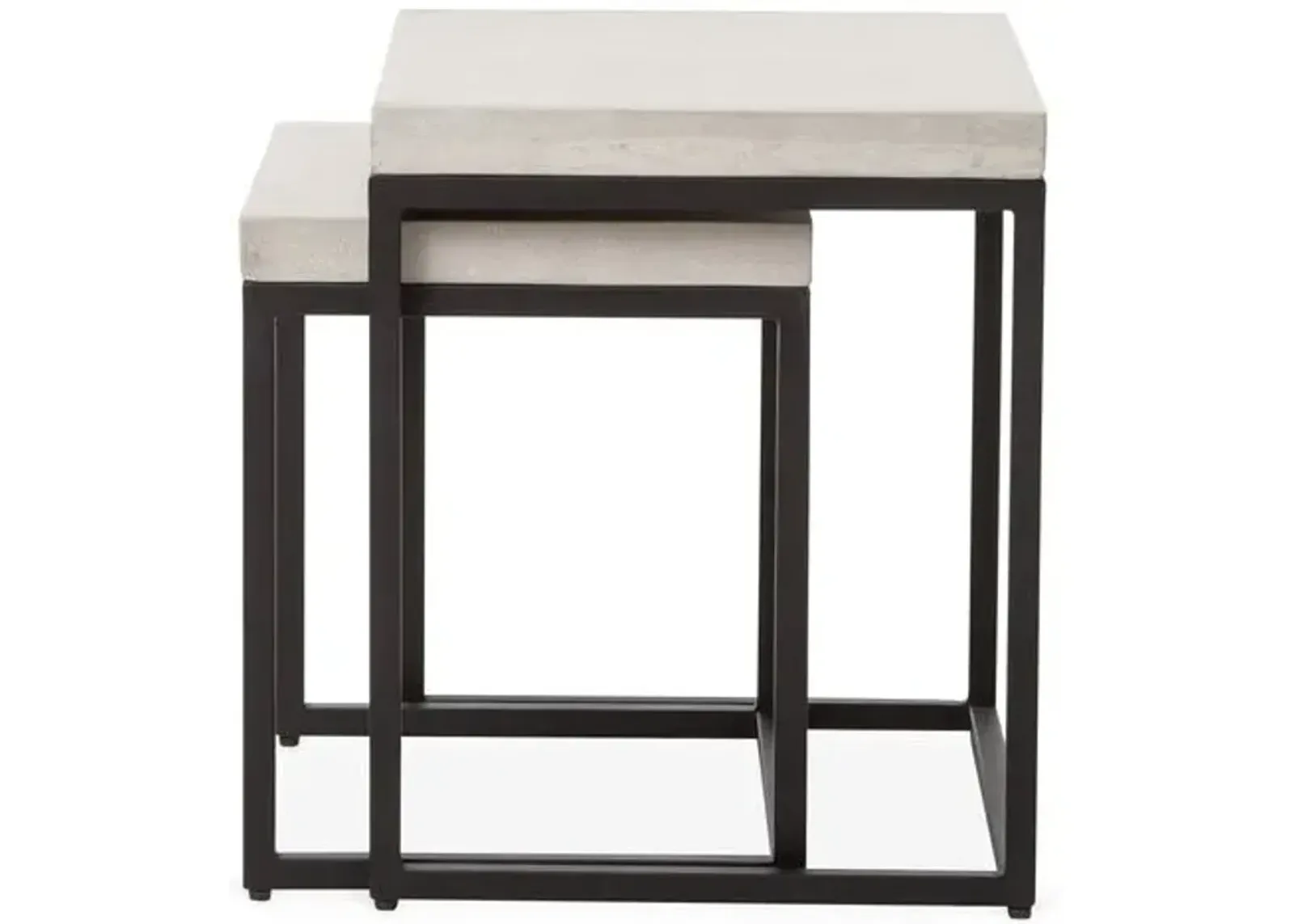 Silas Outdoor Concrete Nesting Side Tables - Black