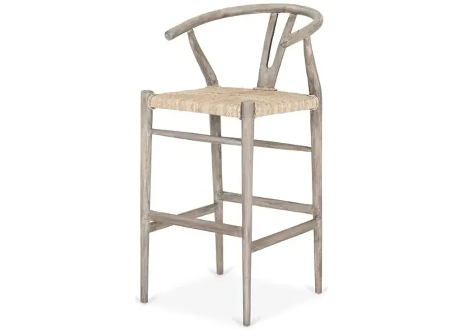 Paxton Outdoor Teak Barstool - Weathered Gray - Beige