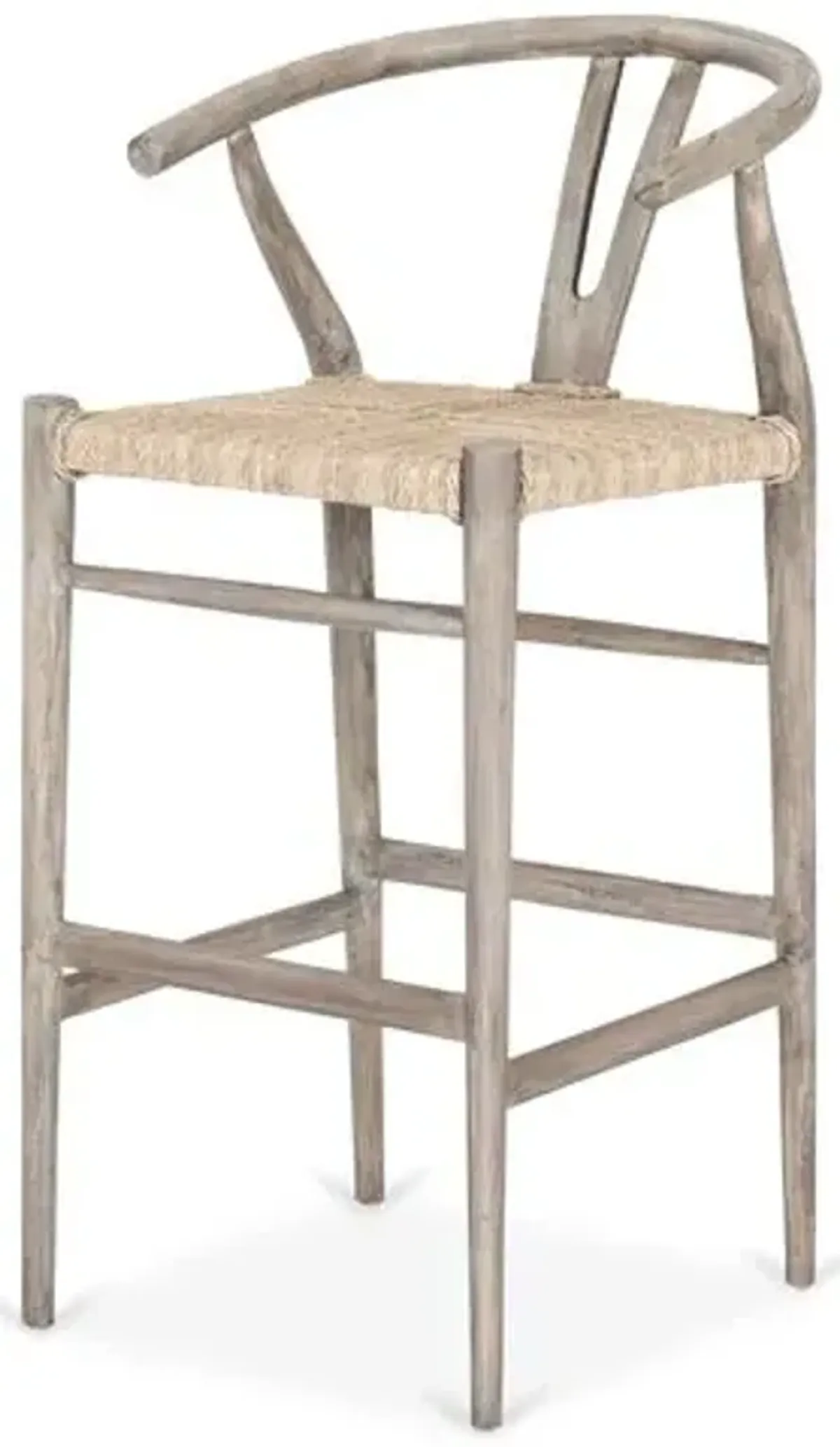 Paxton Outdoor Teak Barstool - Weathered Gray - Beige