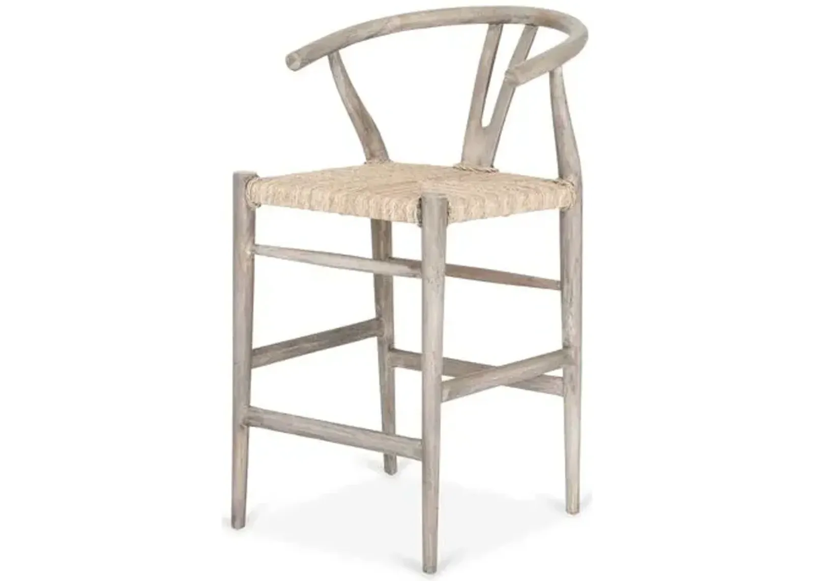 Paxton Teak Outdoor Counter Stool - Weathered Gray