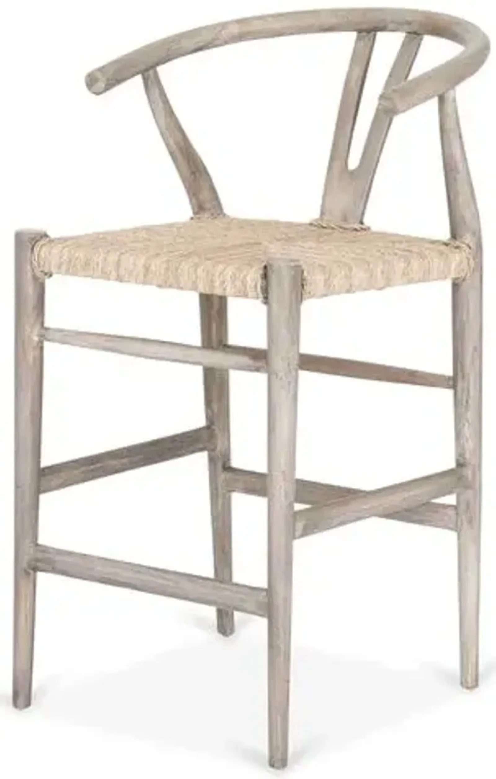 Paxton Teak Outdoor Counter Stool - Weathered Gray