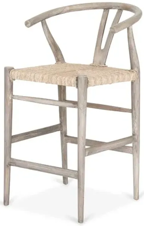 Paxton Teak Outdoor Counter Stool - Weathered Gray