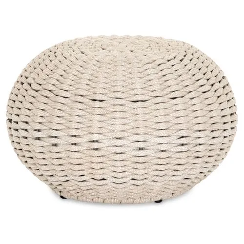 Myles Woven Outdoor Accent Stool - Ivory