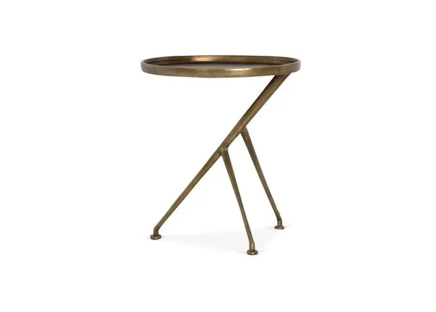 Amari Outdoor Accent Table - Antique Brass - Brown - 20H x 18W x 14D in