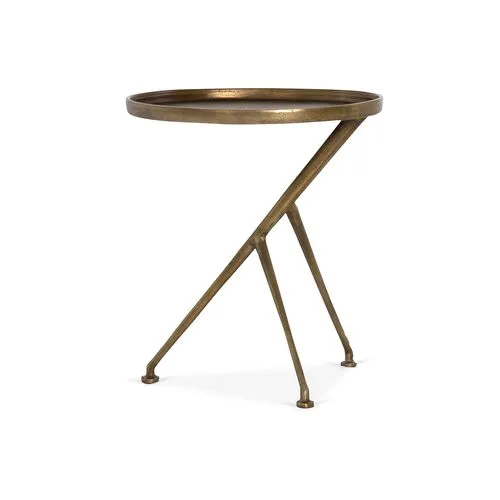 Amari Outdoor Accent Table - Antique Brass - Brown - 20H x 18W x 14D in