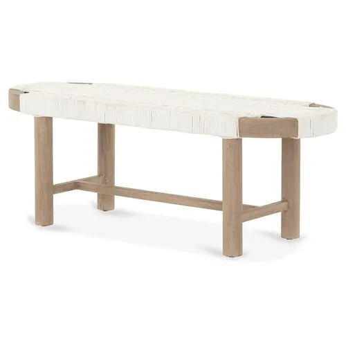 Arlo Outdoor Teak Bench - Washed Brown - Beige