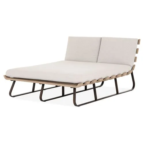 DISCO - Hugo Outdoor Double Chaise - Stone Gray - Comfortable, Sturdy, Stylish