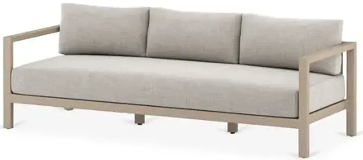 Asa 88" Outdoor Sofa - Brown/Stone Gray