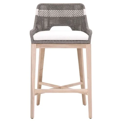 Arras Outdoor Barstool - Dove/White - Gray