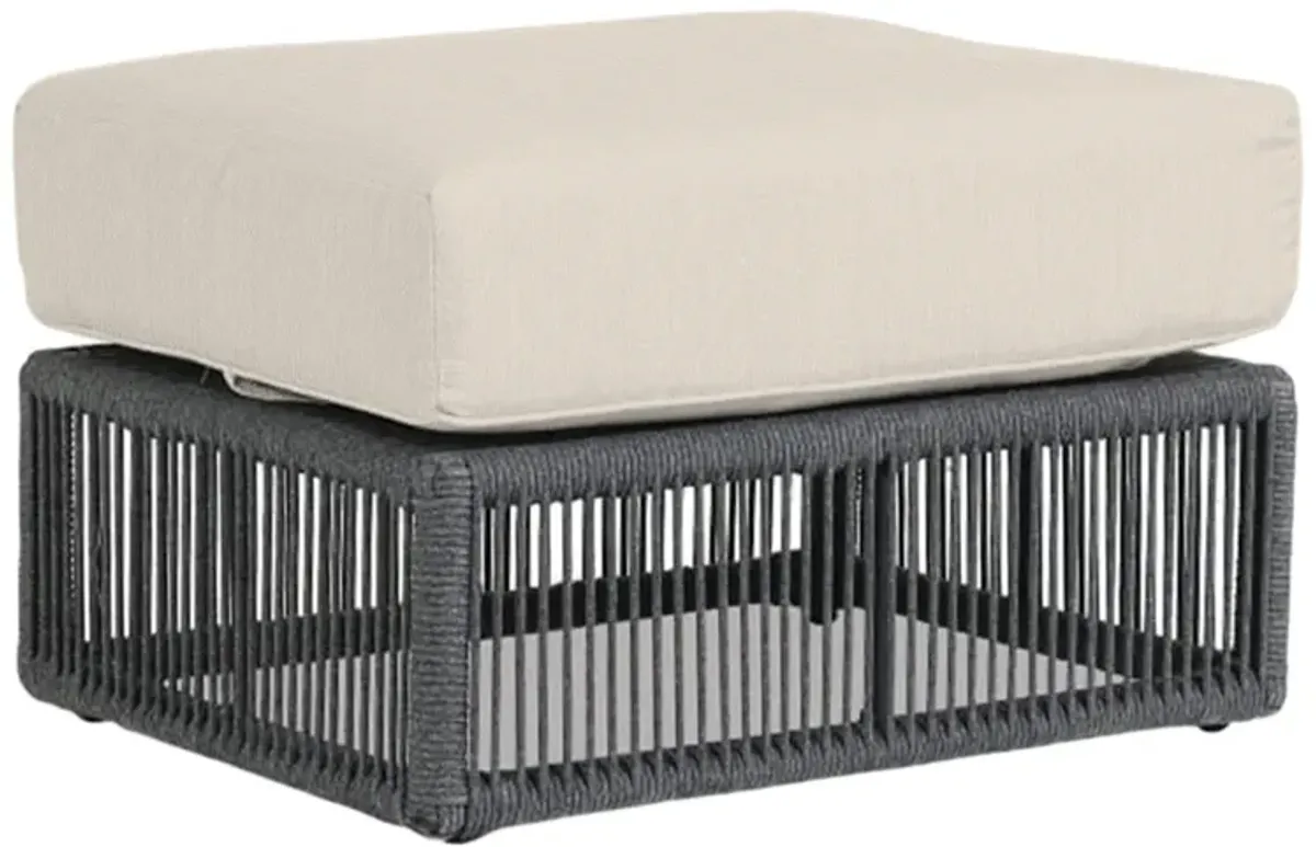 Amira Outdoor Aluminum/Rope Ottoman - Gray