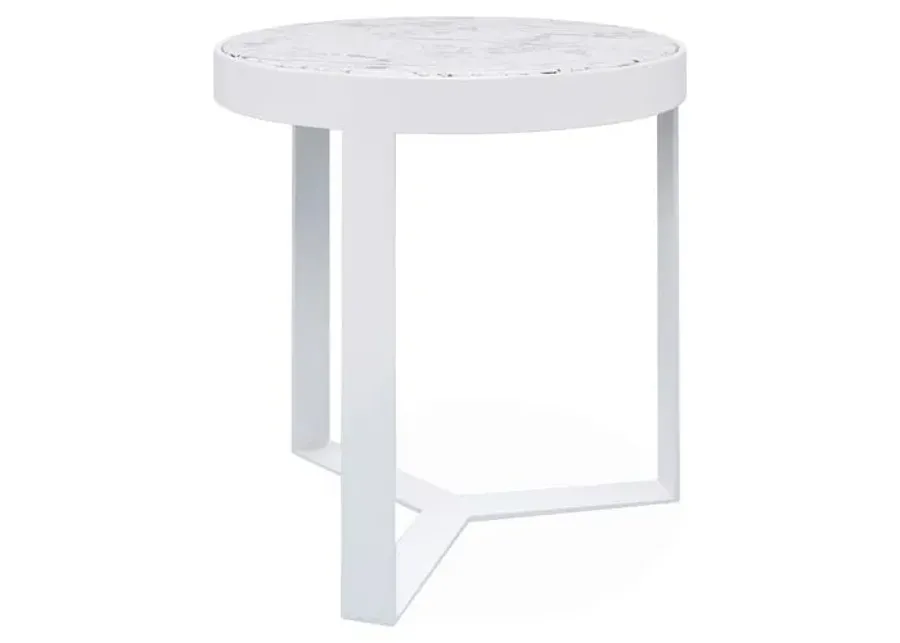 Contemporary 18" Outdoor Side Table - Frost - White