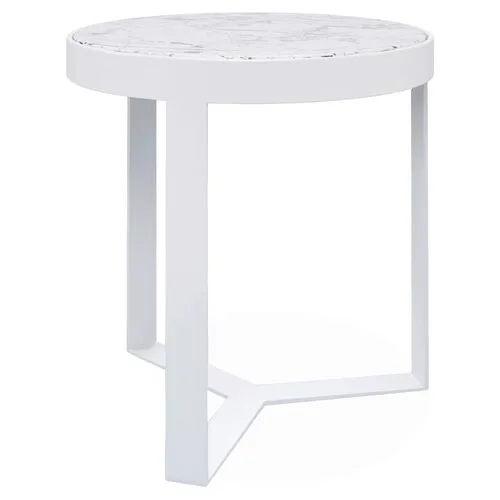 Contemporary 18" Outdoor Side Table - Frost - White