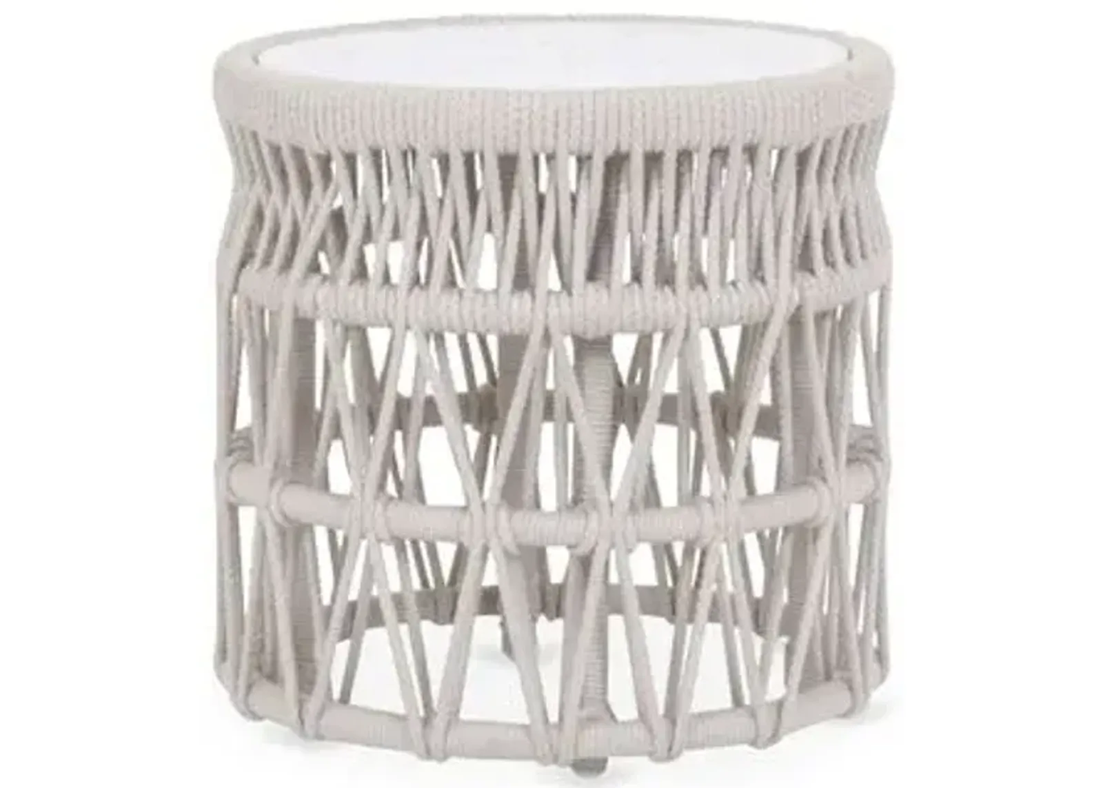 Farrah Outdoor Side Table - Flax Rope - Ivory