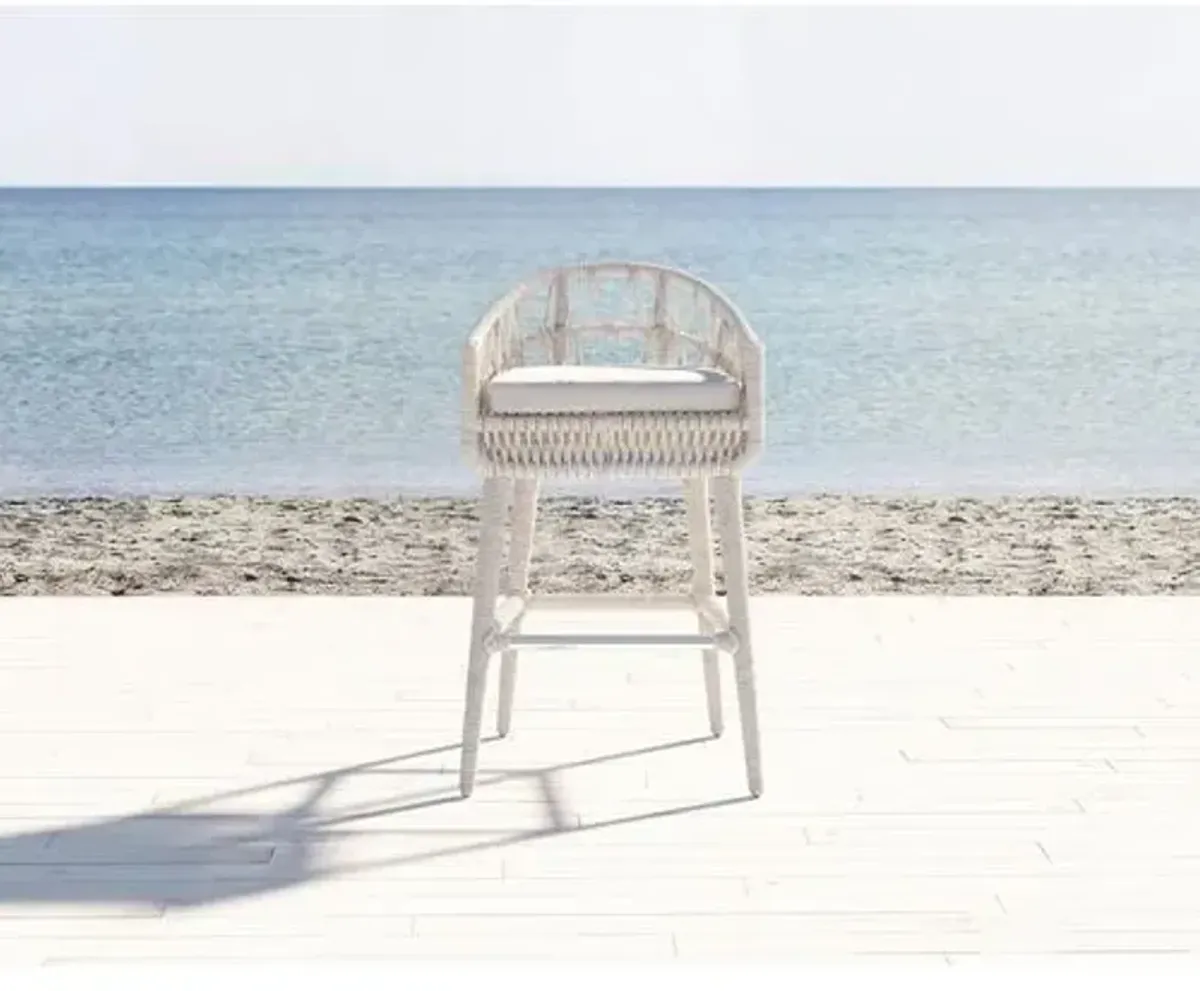 Farah Outdoor Aluminum/Rope Rope Barstool - Ivory