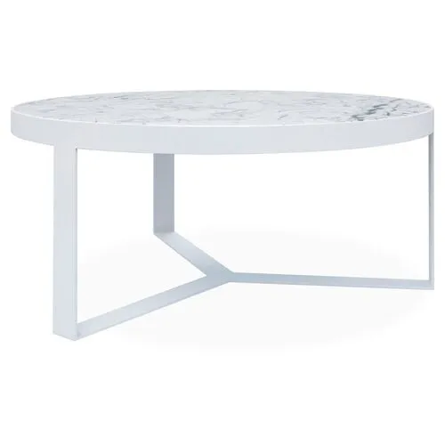 Contemporary 38" Outdoor Coffee Table - Frost - White