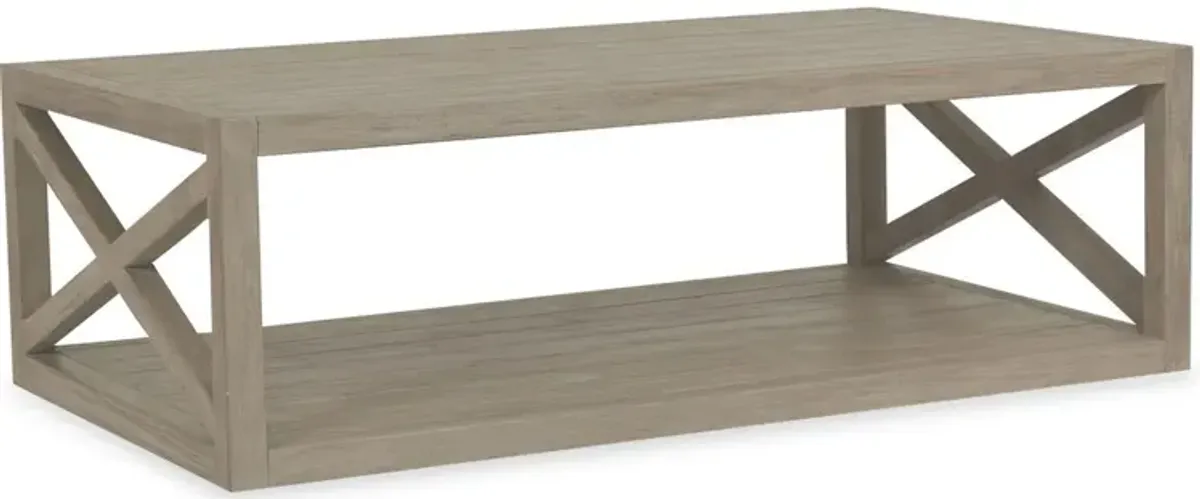 Coastal Teak Outdoor X Coffee Table, Tan