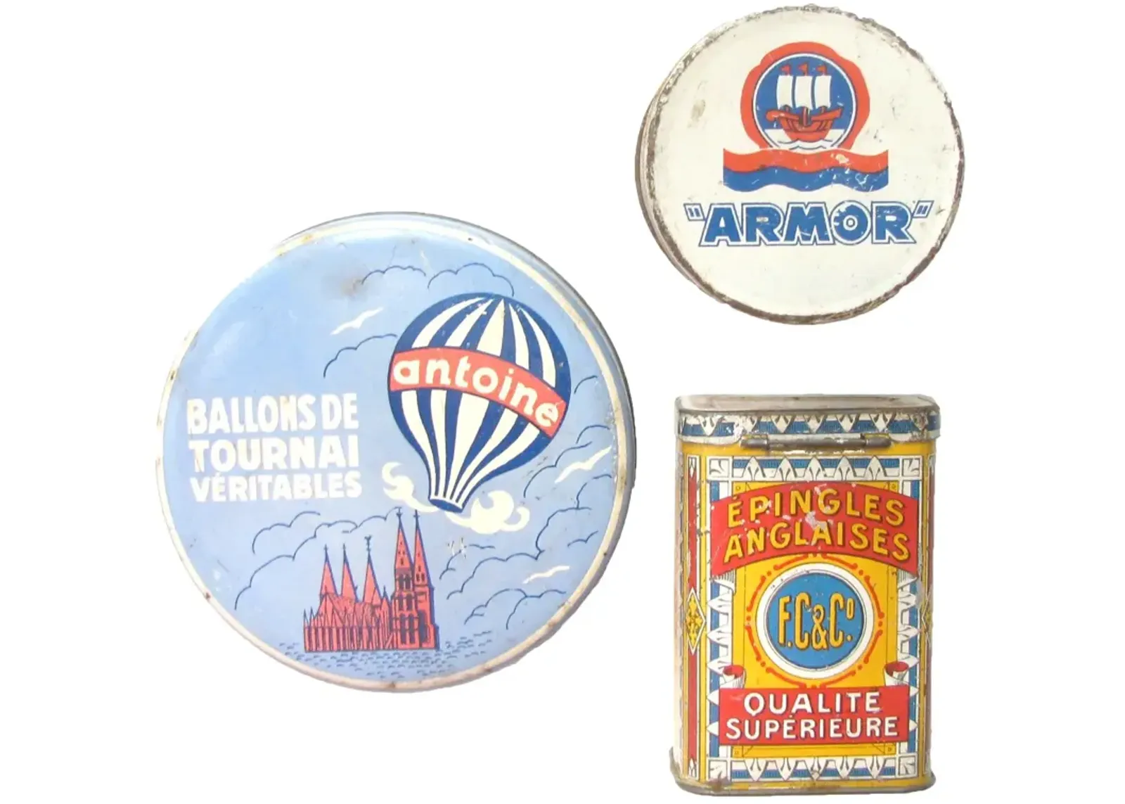 French & Belgian Tin Collection - Set of 3 - Chez Vous - white